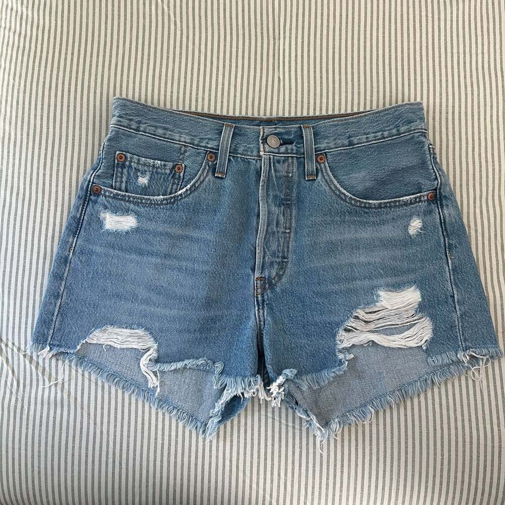 Levi's 501 Original Distressed Cut-Off Denim Shorts Size W27